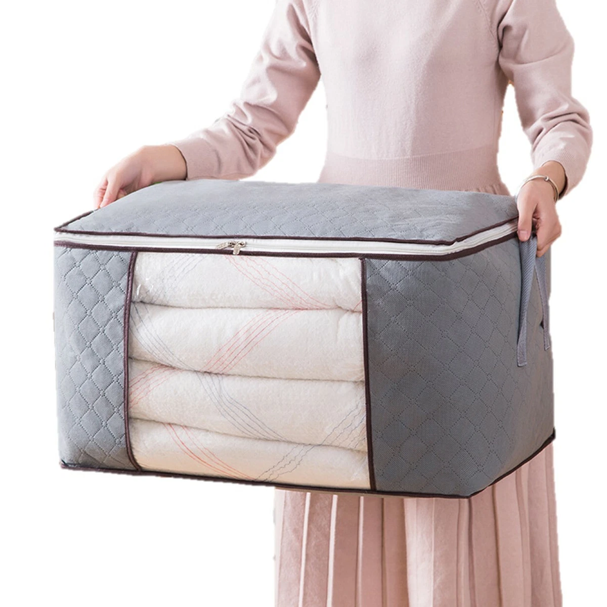 Foldable Blanket Storage Bags with Clear Window for Clothes