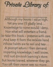 Private Library Of: 2 1/2 x 3" Rubber Stamp, Library Stamp, Book Stamp