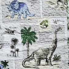 8pc Dinosaur Twin QUILT Sham  Prehistoric TEGASAURUS Brachiosaurus Triceratops
