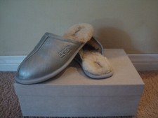 UGG Grey Silver Sheep Genuine Leather Women Girls Slippers 5