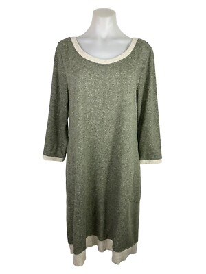 Soft Surroundings Corryn Heather Green Sweatshirt Dress 3/4 Sleeve Size M  Womens | eBay