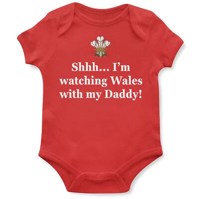 THE CLOTHING SHED Watching Wales with my Daddy Rugby Baby Grow With My Babygrow Funny Boy Girl ...