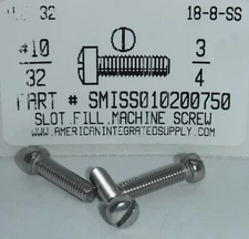 #10-32x3/4 Fillister Head Slotted Machine Screws 18-8 Stainless steel (20)