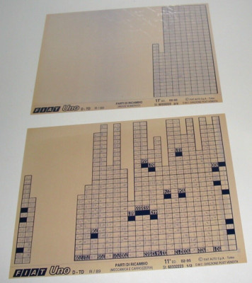 Ersatzteilkatalog Microfich Fiat Uno D / TD Diesel Parti Di Ricambio 02/1995