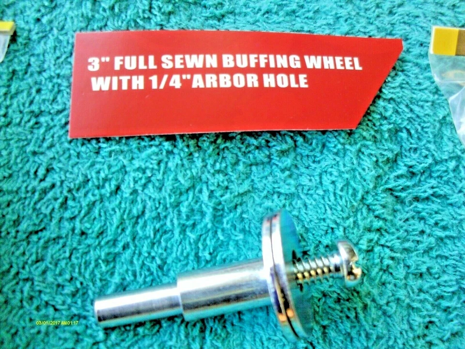 6 Pieces 3" Full Sewn Polishing Buffing Wheels with 1/4" Arbor +1 Metal Mandrel  - Image 4 of 4