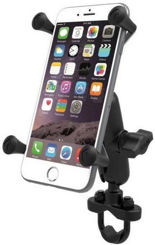 RAM MOUNTS Quick-Grip Large Phone Mount | With U-Bolt Handlebar Base & Short Arm | For Motorcycle, Bike, ATV/UTV