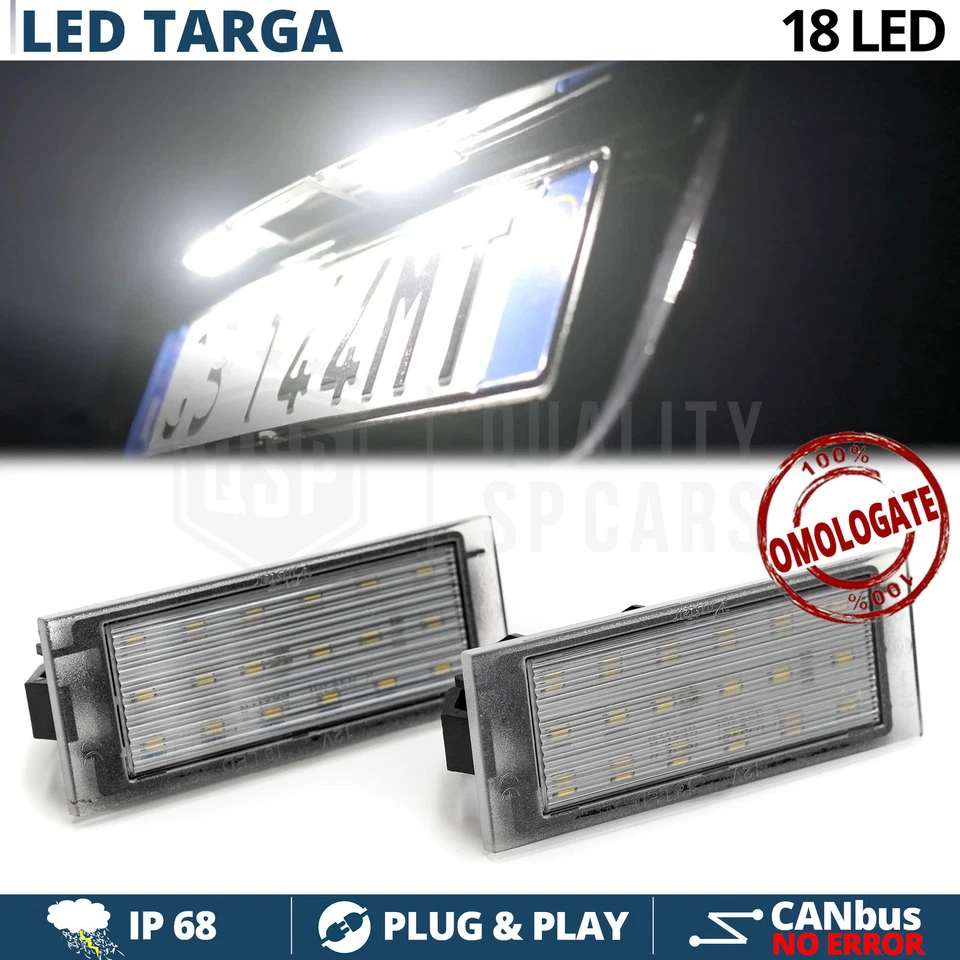 Luci TARGA LED per Renault Megane 2 PLACCHETTE Canbus COMPLETE Luce GHIACCIO - Immagine 3 di 4