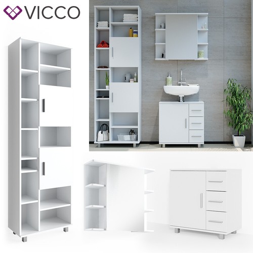 Set Mobile Bagno Vladon Aloha V2 – 189x193x51 Cm, Bianco Opaco/Lucido, Con Pensili E Ante Soft-close - 5