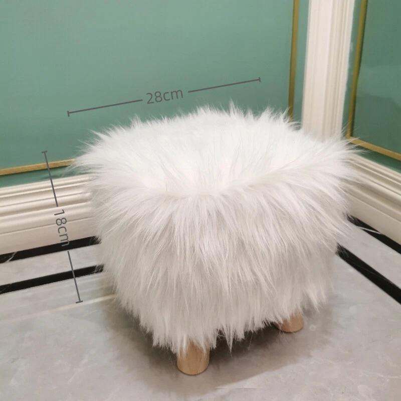 Funda otomana de felpa fundas para sillas de lana artificial cubiertas protectoras para reposapiés Foto 4 de 4