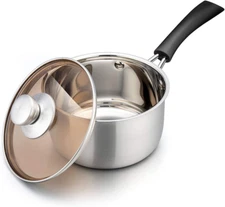 TeamFar Saucepan with Lid, 2 qt Sauce Cooking Pot Milk Pan Stainless Steel, Prof