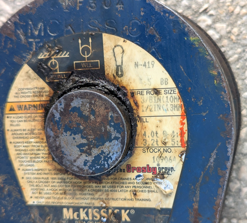Crosby McKissick 4,5" BB Rollenblock mit Schäkel N-419 3/8"-1/2" Drahtseil 4 Tonnen - Bild 4 von 13