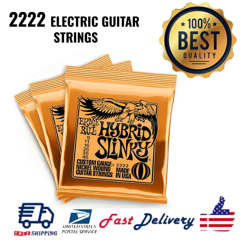 3 SETS ERNIE BALL 2222 HYBRID SLINKY ELECTRIC GUITAR STRINGS 9-46