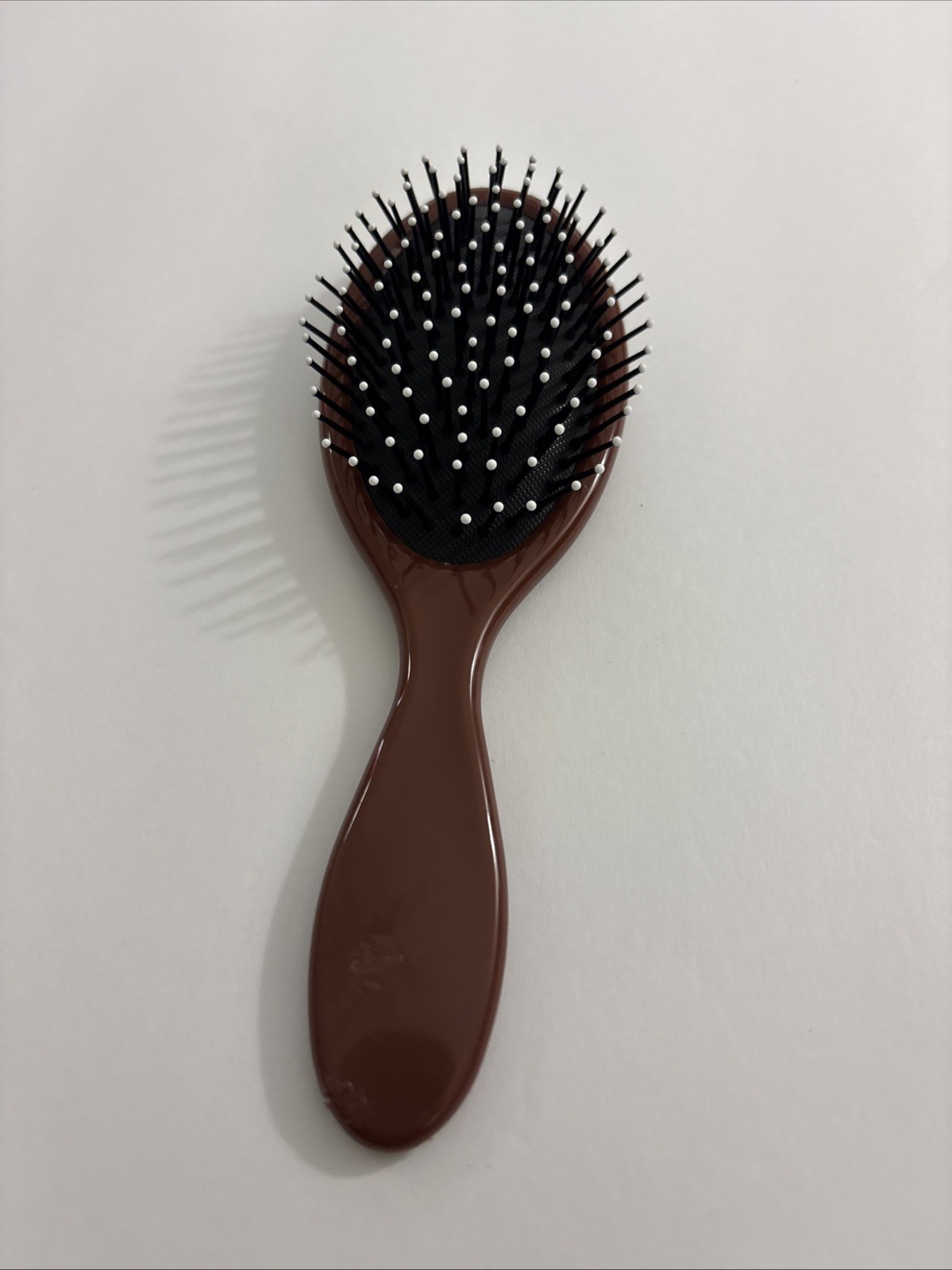 Detangling Brown /Wht Ball Tipped Handheld Plastic Hair Brush 8” New In Package