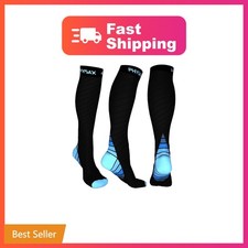Physix Gear Sport Compression Socks, Size Large/X-Large, Black, Blue