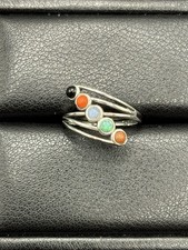 New Condition Sterling Silver Multi Gemstone Ring Size 7 Turquoise B4