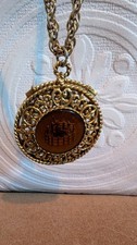 Vintage Corday Unicorn Locket French Filigree Pendant Necklace Gold Tone. 17.123