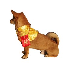 Harikaji Cat Clothes,New Year's Cloak Dog Clothes Red Pet Cheongsam L, Gold