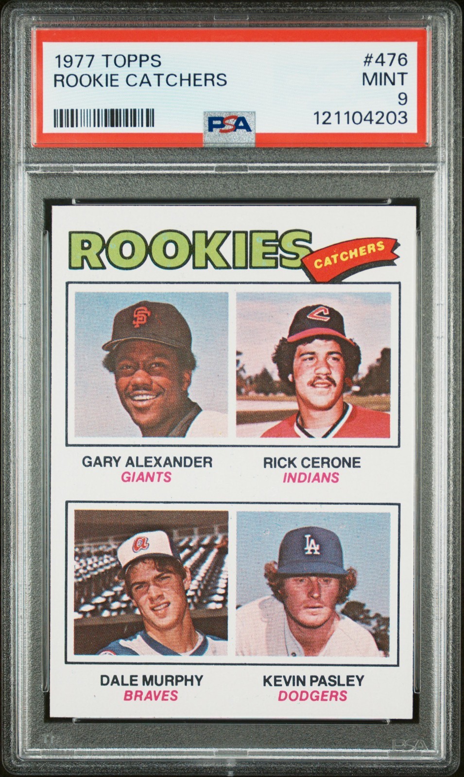 PSA 9 1977 Topps #476 Gary Alexander Rick Cerone Dale Murphy Kevin Pasley RC