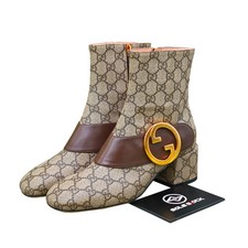 Gucci Blondie Ankle Boot GG Canvas Beige Women's Size 701706 9I650 9769