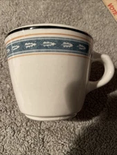 Vintage Blue Ridge China Restaurant Ware Aqua & White Blue Stripe Coffee Tea Cup