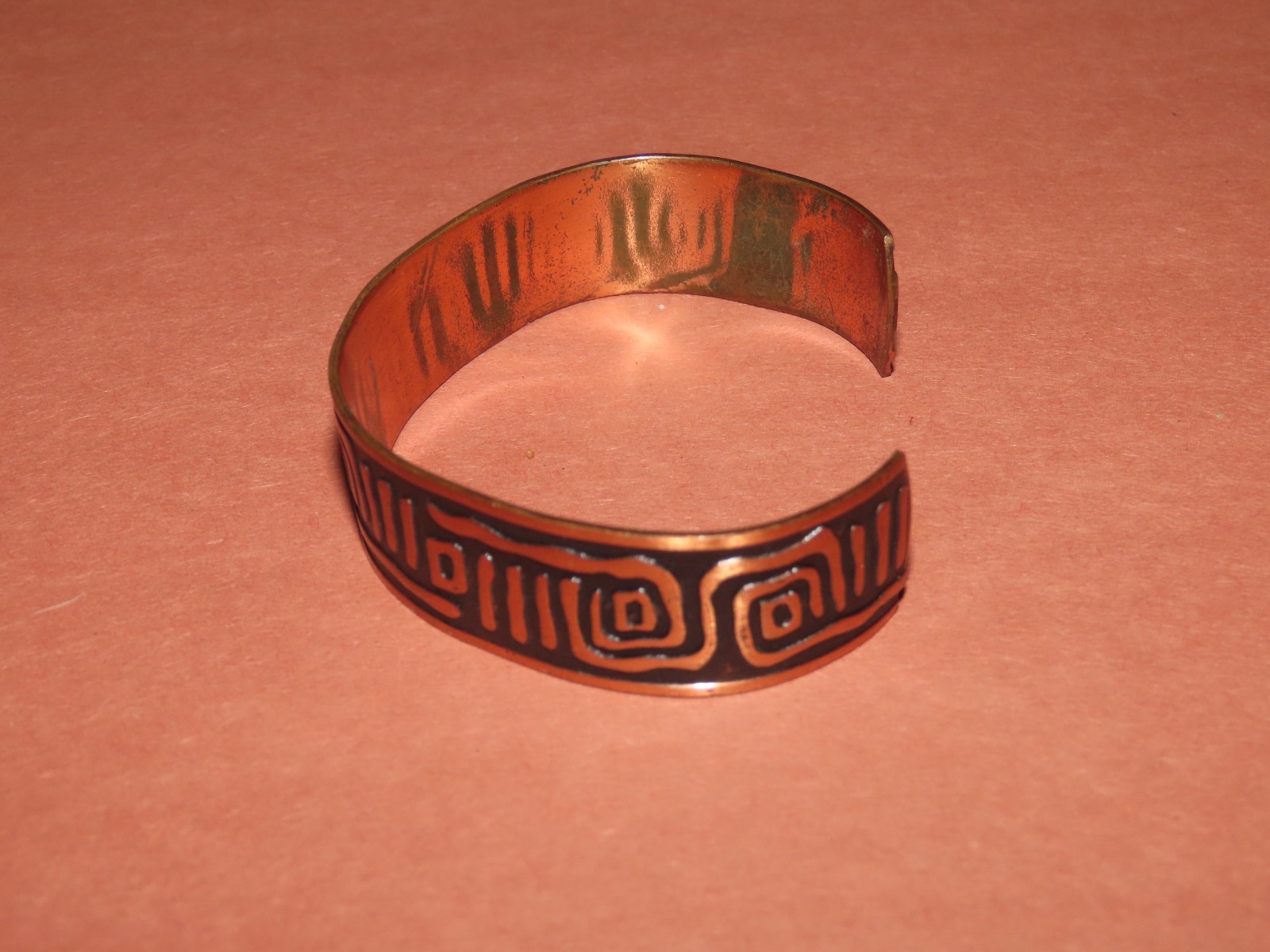 7" MID-CENTURY SOLID COPPER CUFF BRACELET SPIRAL … - image 3