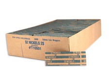 Flat Coin Wrapper Nickel Rolls 2 Dollars Blue Banking Supply 250 PCS