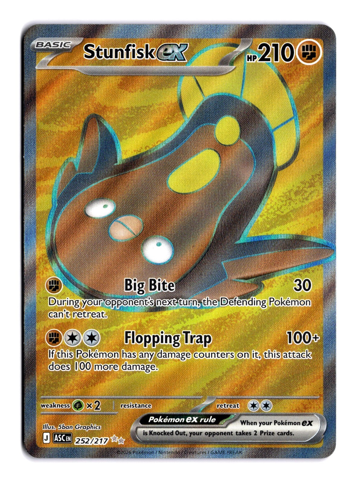 Pokemon Card Stunfisk ex 252/217 Holo Near Mint