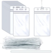 60 PCS Clear Plastic Luggage Bag Tag Holder Identification ID Card Badge Label