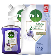 DETTOL Set Beruhigung Lavendel&Veilchen Flüssigseife mit Pumpe 250ml + 2 x500ml