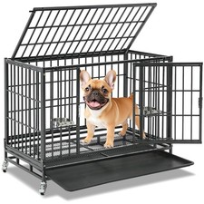 Heavy Duty 37 Inch Stackable Dog Crate - Perfect for Small to Medium Breeds