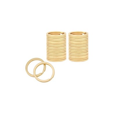 20 Pack Key Ring Keychain 3/4 Inch 20mm Diameter Metal Golden Flat Split Key ...