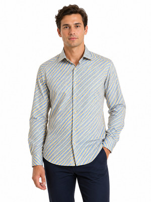 Gemelli Milano Men s Dress Shirt Size M Long Sleeve Button Up Striped