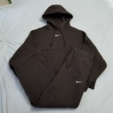 Nike Sweatsuit Womens Medium Brown Phoenix Fleece Hoodie Sweatpants Flared Set