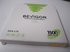 Pack of 16 Size AAA Bevigor Ni-Mh rechargeable batteries 1500 cycles 1.19 per battery