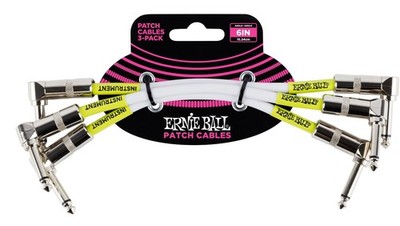 Ernie Ball 6051 Ultraflex 6'' inch Patch Cables, Pack of 3, White