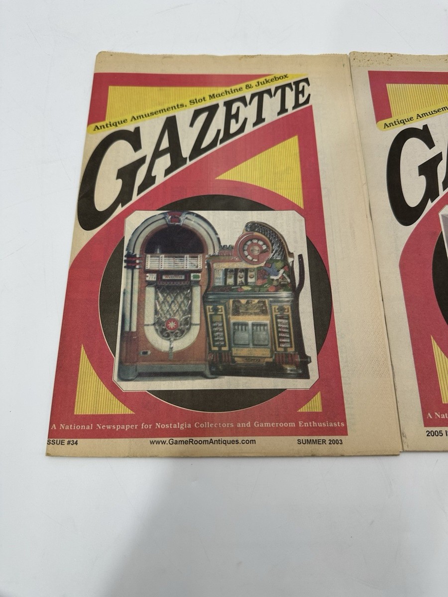 2 Rare Vintage Gazette Newspapers Jukebox Slot Machine Magazines