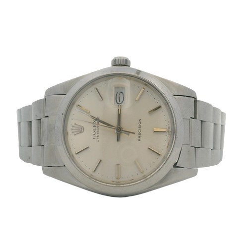 Rolex Oysterdate Precision 6694 34mm Silver Dial Vintage Steel Year 1983 Watch