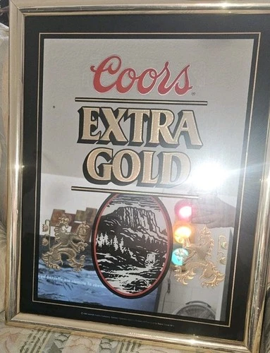 Vtg 1987 Coors Light Beer Mirror Sign Bar Pub Mancave Advertising 21x17 w/ Frame