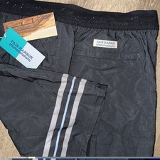 NWT Fair Harbor The Ozone 10 Inch Shorts Lined Mens Large Black Grey Stripe Swim