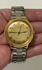 Vintage 1977 Timex Marlin Calendar 35mm Manual Wind Men's Watch Gold Tone 26563