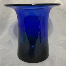 Bohemia Glass Cobalt Blue Art Vase, Czech Republic Blue Decorative Flower Vase