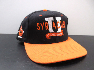 VINTAGE Syracuse Orange Hat Cap Snap Back Black College Basketball Logo 90s