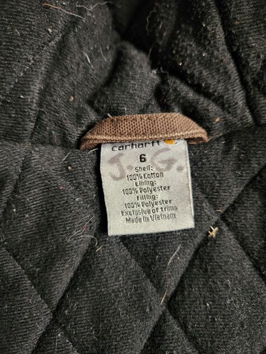 VTG Carhartt Canvas Quilted Lined Jacket Youth Size 6 Dark Brown Hooded Western - Picture 6 of 9