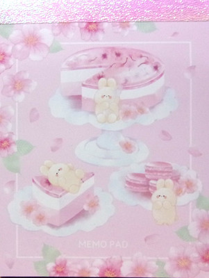 KYOWA Sakura Rabbit Sweets Cake Mini Memo Pad Made in Japan Cherry Blossom Pink