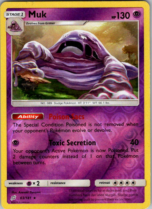 Muk 63/181 Reverse-Holo Rare Pokemon NM Team Up