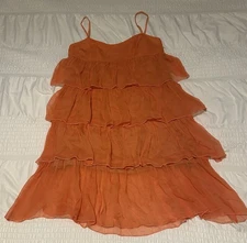 Trina Turk Orange Silk Tier Dress Women’s Size 4 EUC