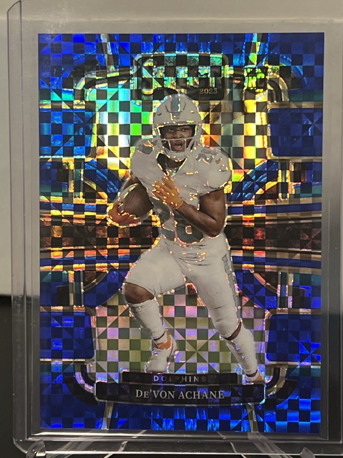 2023 Panini Select De'Von Achane Blue Prizms /199 #63 RC Miami Dolphins