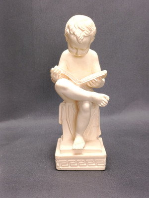 Klassische griechische Stil Figur kleiner Junge sitzend lesend Olympia Kunst Alabaster  