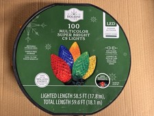 New Holiday Time 100 Count MULTICOLOR LED Super Bright C9 Lights 59.6 FT