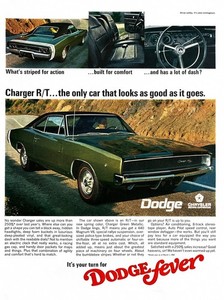 1968 DODGE CHARGER R/T Genuine Vintage Print Ad Car 10" x 13.5"
